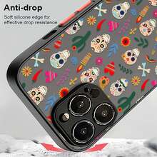 Funda para teléfono con diseño de calavera colorida, compatible con teléfonos ,  17,  16 Pro Max,  15 Pro Max,  13 y  12. Fabricada en TPU, ofrece protección contra golpes y caídas. Un regalo ideal para familiares, amigos, parejas y para Halloween. - Negro - Ver 6