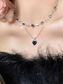 Set de 2 collares de mariposa de cristal azul, collar gargantilla de doble capa para mujeres/niñas, regalo de joyería