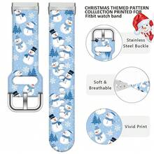 Compatible con la correa del reloj Fitbit Versa 3, Versa 4, Sense, Sense 2, correa de repuesto de silicona con patrón navideño {color_name:Muñeco de nieve Azul, size_name:Para Versa4/Versa3/Sense2/Sense - Muñeco de nieve azul - Ver 4