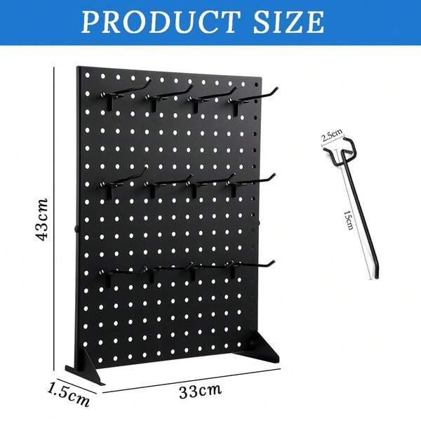 Display Rack With 12 Hooks, Tabletop Merchandise Pegboard Panel For Craft Shows, Metal Merchandise Display Rack F...