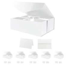 PETSLOVE 6 Count Large Gift Boxes With Ribbon 30.48x21.59x10.16 CM White Magnetic Gift Boxes With Lid For Presents Bridesmaid Proposal Boxes Glossy - White6count - View 1