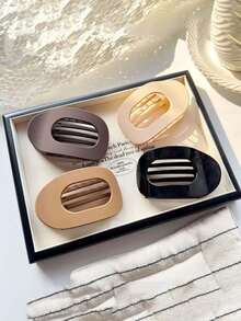 Random Color Hair Clips For Back Of Head, Flat Round Shape With Hidden Tooth Roots, Unique Smooth Arc, Daily Hair Decor [No Visible Fasteners]