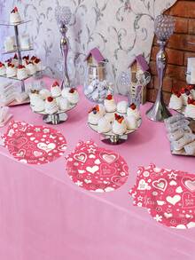 10pcs Valentine's Day Party Supplies Warm Love Disposable Paper Plate Napkin Cup Valentine's Day Engagement Anniversary Birthday Party Disposable Cup Birthday Plate Valentine's Day Plate, Suitable For Bridal Wedding Party, Wedding Anniversary, Wedding Site Service 10
