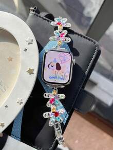 1 pieza de correa de metal con diamantes de estrella de mar calada compatible con Apple Watch de 38/40/41/42/44/45/46/49mm, compatible con Ultra/Se10/9/8/7/6/5/4/3/2/1 - Multicolor - Ver 8