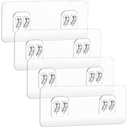 4PCS Shower Caddy Adhesive, Strong Transparent Adhesive Hooks, No Drilling Shower Shelf, Waterproof Showers Adhesives Strip, Ad - Hesive Hook Showers