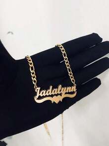 1PC Customized 316L Stainless Steel Name Necklace, Bohemian Style Custom Atomized Letter Pendant, Thick Cuban Chain, Men's And Women's Jewelry, Perfect For Weddings, Thanksgiving, Christmas Gifts,Delicate Romance,Black,Silver,Gold,Stylish,Colorful,Vintage,Simple,Unisex,Casual,Cuties,Custom,Personalized,Unique,Ideal Gifts For Him,Ideal Gifts For Her,Her,Boyfriend,Girlfriend,Dad,Mom,Family,Friends,For Anniversaries,For Birthdays,For Graduation,For Prom,For Party,Customized Fashion Necklaces