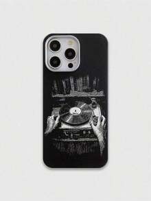 ROMWE Grunge Punk Funda para teléfono con gráfico de disco de música compatible con iPhone - Multicolor - Ver 6