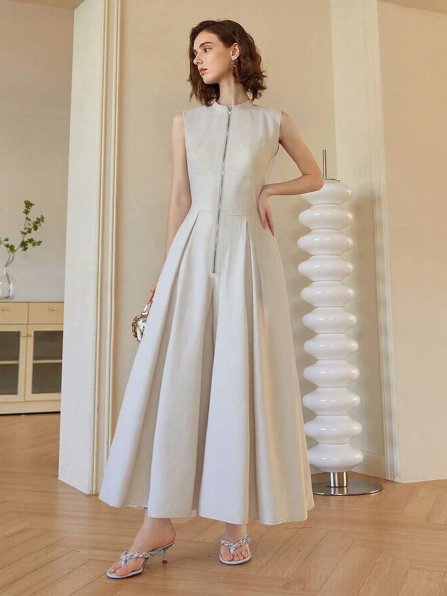 Amyenjoylife 现代菲律宾女士时尚无袖连衣裙 - 白色 - 查看 1