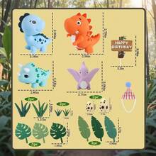 Decoratiuni de tort cu ou de dinozaur, ou de dinozaur, frunze, decoratiuni de tort vulcan, potrivite pentru ziua de nastere a prietenilor, accesorii pentru petreceri cu tematica animalelor dinozaur, petrecere de neuitat pentru prietenii tai, poate fi si un mic cadou pentru fanii si prietenii dinozaurilor! - Multicolor - Vizualizare 15