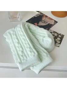 2 Pairs Of Twisted Pattern Socks, Soft And Warm Plush Mid-Calf Socks, Candy Color Smooth Women's Long Socks And Knitted Socks, Suitable Gifts - 2 Pairs Of Random Mixed Colors - View 3