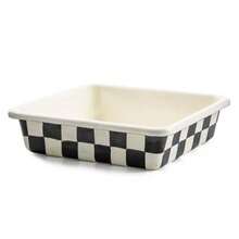 8Inch Enamel Baking Pan Metal Oven Pan For Baking BlackandWhite Courtly Check Design Perfect For Home Kitchen Use Durable NonStick Surface Ideal For Cakes Cookies And Roasting Vegetables - CourtlyCheck - 查看 1