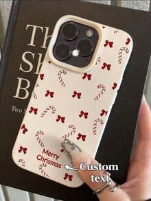 1 szt. spersonalizowanego etui na telefon z motywem świątecznym z czerwoną kokardą i paskami w kształcie laski cukrowej, kompatybilne z modelami 17 Pro Max/17 Air/15 Pro Max/16 E/14 Plus/13/12/11, S24/20 Ultra/A52S/A53/A05S, Note 13 Pro Plus/12 Pro Plus/9, wykonane z TPU, spersonalizowane, najlepszy prezent dla przyjaciół i rodziny na święta Bożego Narodzenia