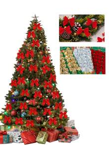 24 piezas Mini decoraciones de lazo navideño para el árbol de Navidad, lazos pequeños de 8 cm para manualidades del árbol de Navidad, decoraciones del hogar, regalos, DIY colgantes, decoraciones navideñas, decoración de invierno, decoración navideña del hogar, regalos de Navidad, decoración navideña