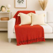 Handmade Decorative Sofa Throw Blanket, XGG Giant Size, Protective Cotton - Burnt Orange - View 1