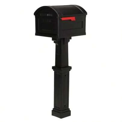 Extra Large Black Plastic Mailbox And Post Kit For Residential And Commercial Properties Durable Architectural Design With WeatherResistant Finish Ideal For HighTraffic Areas And Outdoor Use