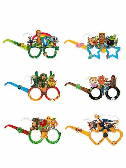 6pcs Italian Brain Rot Party Decorative Paper Glasses, 6 Pattern Styles, Essential Decorations For Brain Rot Themed Parties, Party Accessories And Ornaments For Birthdays And Celebrations., Birthday Decoration Brainrot