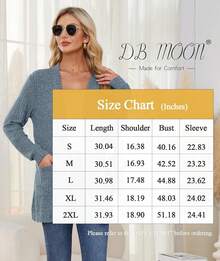 DB MOON - Cárdigan largo para mujer, ligero, con frente abierto, manga larga, con bolsillos - azul, azul marino, (Daisy Navy Blue) - Ver 1