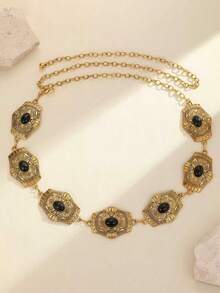 1pc Metallic Engraved Turquoise Waist Chain, Boho Zinc Alloy, Suitable For Christmas Party, Holiday & Casual Occasions - Hexagonal Warrior - View 9