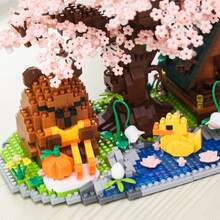 2288pcs Sakura Capybara-San Micro Particle Building Block Set, High Difficulty Assembly Blocks, Sakura Building Blocks Set, Capybara-San Building Blocks Set, Home Decor, Creative Building Block Display, Holiday Gift, Home Decor, Living Room Decor, Desk Decor, Adult Building Blocks Set, Christmas Gift, New Year Gift, Birthday Gift - Sakura Kapibala Hut - View 9