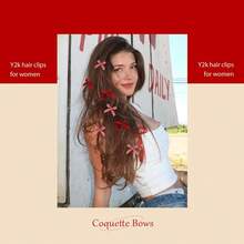 20pcs Red Plaid Bow Clips - Satin Small Gingham Bow Hair Clips - Coquette Y2K Hair Accessories Girlsvalentine's Day 64EW - 綠色 - 查看 6