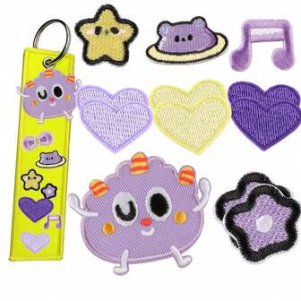 DIY Keychain Set, Fabric Patch Keychains, Suitable For Parties, Gifts, Friends, Family (Random)