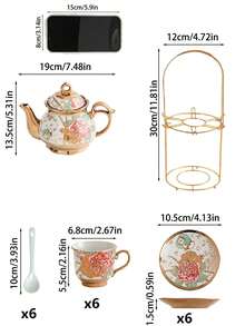1 Set European Style Ceramic Coffee Cup & Saucer, Electroplated Coffee Set, 1 Cup 1 Saucer