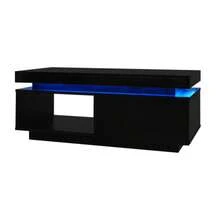 Modern High-Gloss Coffee Table With LED Lighting, 100x50x40.3 Cm – Elegant Table With Drawer And 50 Kg Load Capacity - Black - View 10