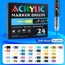 12/24/36 قلم تحديد؛ أقلام تحديد سائلة برؤوس أكريليك، لا تحتاج إلى الضغط، ألوان متنوعة، مناسبة للطلاب والفن والرسم والجرافيتي. مثالية للطلاب والمعلمين ومستلزمات المكتب، هدايا أدوات القرطاسية لعيد الحب/عيد الميلاد/مستلزمات المدرسة