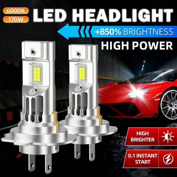 2pcs ROADSUN LED Headlight Bulbs H1 H4 H7 9005/HB3 H11 9006/HB4 - 6000K 800% Brighter, Single Copper Tube Cooling, Aviation Aluminum Body, Fanless & Noiseless, Plug-And-Play Installation For Cars, Trucks, SUVs, Truck Lighting Upgrade, Modern Bulb Design, Noiseless Operation, Suv Headlights, Sleek Design, Highquality Materials, Suv Drivers