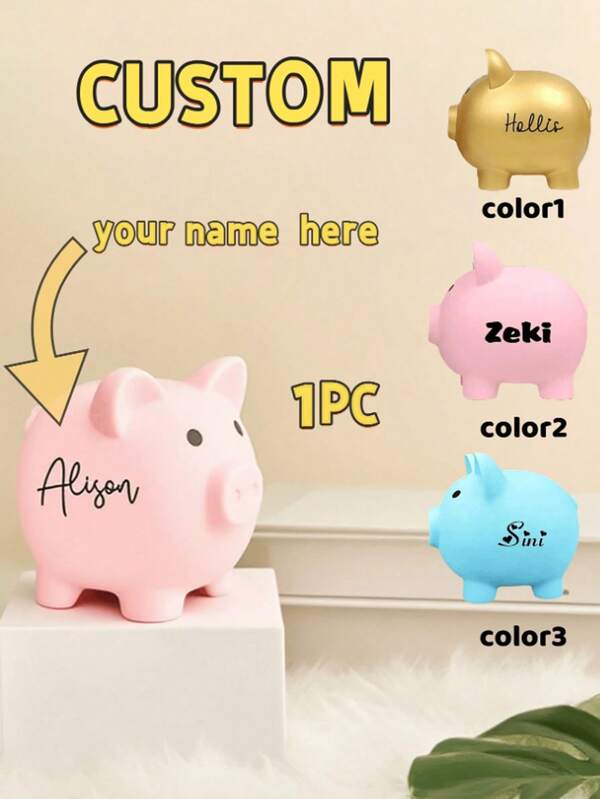 1PC Custom Children's Piggy Bank, Personalized Piggy Bank, Customized Boy Children's Piggy Bank Name, Customizable Adult Piggy Bank, Custom Name, Girl Piggy Bank, Children's Gift, Birthday Gift, Baby Shower Gift, Living Room, Bedroom, Decoration, Boy, Girl, Child, Student, Mother's Gift, Home Harmony