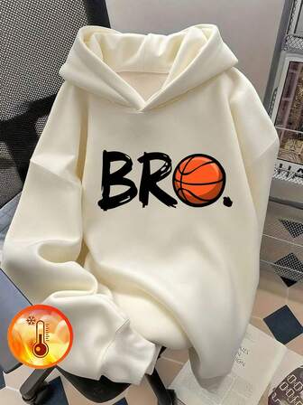 1pc Tween Boy Casual Printed Pullover Hoodie Sweatshirt, Warm Thermal Lined, Colorful & Fun Design To Inspire Young Imagination, Autumn/Winter