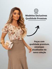 Women's Printed Blouse With Sleeves, Casual, Social, Christian, Comfortable, Elegant, Party - 米色 - 查看 8