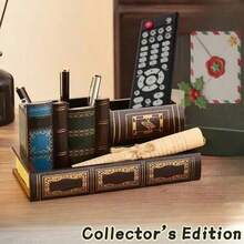 1 Stück Vintage Europäischer Holz Stifthalter, Aufbewahrung & Organisation: Büroorganizer für zuhause, Stiftaufbewahrungsbox, Fach-Behälter, Retro Stiftbecher, dekorativer Holz-Falschbuch-Look, multifunktionaler kreativer Mode Stifthalter mit Schublade - Schreibtischorganizer und dekorative Aufbewahrungsbox, Rückkehr zur Schule Zubehör, Bürobedarf, Schulmaterial, Dorm-Bedarf, Geschenk für Familie und Freunde, Geburtstagsgeschenk, Valentinstag Geschenk, Neujahr Geschenk, Feiertags Geschenk, Party Bedarf