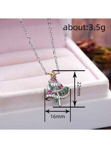 1pc Women'S Elegant Christmas Tree Pendant Necklace With & Snowflake Accents,Year-Round Party & Everyday Jewelry,Christmas Jewelry(No Box)