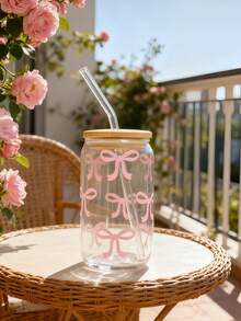 500ml/16.91oz Pink Bow Matcha Tumbler With Straw, Coffee Straw Cup, Hot Chocolate Straw Cup, Bow Lover Straw Cup - Best Gift For Friends!