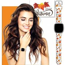 Compatible With Watch Band Fitbit Versa 3, Versa 4, Sense, Sense 2, Holiday Pattern Silicone Replacement Strap{Inchcolor_nameinch:InchAutumnColorWhiteinch,Inchsize_nameinch:InchForVersa4/Versa3/Sense2/Senseinch} - AutumnColorWhite - View 5