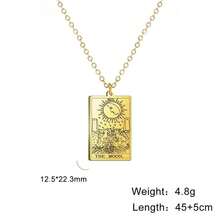 TEAMER Stainless Steel Tarot Cards Necklace Vintage Tarot Jewelry Good Luck Amulet Pendants For Women{Inchcolor_nameinch:InchGold-THEMOONinch} - 黃金-THEMOON - 查看 8