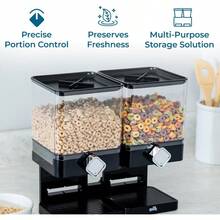 Zevro Compact Dry Food Dispenser Dual Control Black/Chrome Gift - Black - View 6