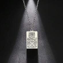 TEAMER Stainless Steel Tarot Cards Necklace Vintage Tarot Jewelry Good Luck Amulet Pendants For Women{Inchcolor_nameinch:InchSilver-THECHARIOTinch} - 銀色-THECHARIOT - 查看 7