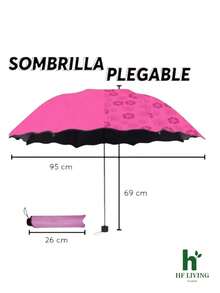 Sombrilla mágica, varios colores, al contacto con el agua empieza a aparecer su estampado Paraguas Mágico Protector Solar Mágico Contra el Sol y la Lluvia Diseño Compacto para Uso Diario - Morado - Ver 4