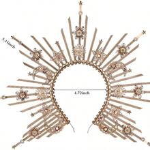 Sunburst Spike Crown - Moon Greek Goddess Silver Headband With Tassel, Virgin Mary Headpiece Women - B-白色 - 查看 5