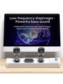 HP WS1 PLUS Lautsprecher: Kabelgebundener und Bluetooth-fähiger Desktop-Lautsprecher mit Heimstereo-Surround-Sound, Bassverstärkung und farbenfrohen Lichteffekten für Gaming und E-Sport. Weiß. - Weiss - Übersicht 6
