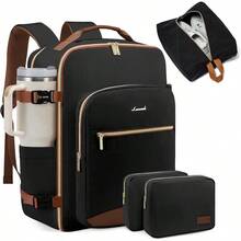 LOVEVOOK 40L Travel Backpack For Women And Men Large Carry On Backpack For Airplanes With 3 Packing Cubes TSA Personal Item Travel Bag Fits 17" Laptop Waterproof Travel Essentials Airline Approved - Blackbrown - View 1