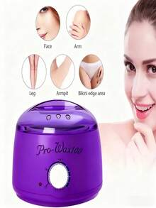 1 pieza Fundidor de cera para depilación + 1000g Cera dura multicolor para depilar - Olla de cera morada caliente - Ver 4