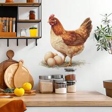 1pc Chicken Wall Stickers, Rooster Hen Chicks Butterfly Farm Idyllic Wall Decals Removable Vinyl Peel And Stick Hen Chicks Eggs Chicken Art For Farmhouse Kitchen Dining Room Nursery Pantry Home Decorations - Multicolor - View 2