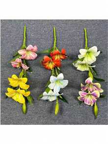 1pc Artificial Lily Flower, Fake Flower Decor, Suitable For Bedroom, Living Room, Vanity, Indoor Decoration, Realistic Lily Flower, Suitable As Graduation Gift, Wedding Decor, Dining Table Decor - Multiple Colors - View 11