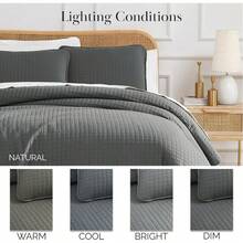Full/Queen Quilt Bedding Set, Microfiber Quilts Queen Size, Coverlet, Stain & Pet Hair Resistant Bedding, Full Size Bedspread With 2 Pillow Shams, Bone, 2025 - 21 - Slate Grey - 查看 3
