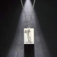TEAMER Stainless Steel Tarot Cards Necklace Vintage Tarot Jewelry Good Luck Amulet Pendants For Women{Inchcolor_nameinch:InchSilver-THEHERMITinch} - 銀-THEHERMIT - 查看 7
