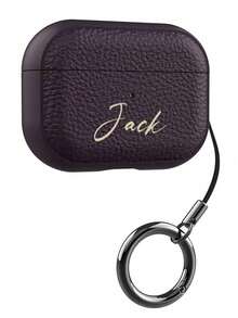 [Customized]Personalized Custom Luxury Name Letter Customized Cover Compatible With 1 2 3 4 Pro 2 Pro 3 Lychee Pattern TPU Earphone Case