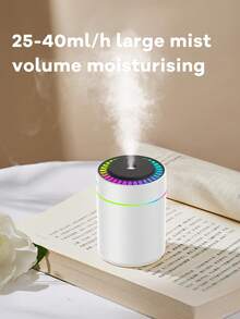 1 180ml Car Humidifier,Mini Moisturizer For Car With Romantic Colorful Night Light.Features Large Mist Output,Quiet Operation,Auto-Timer,2 Working Mode.Compatible With Essential Oils (6 Scents Available)Applicable Car,Office,Bedroom,Living Room,Study - Black and White - View 7